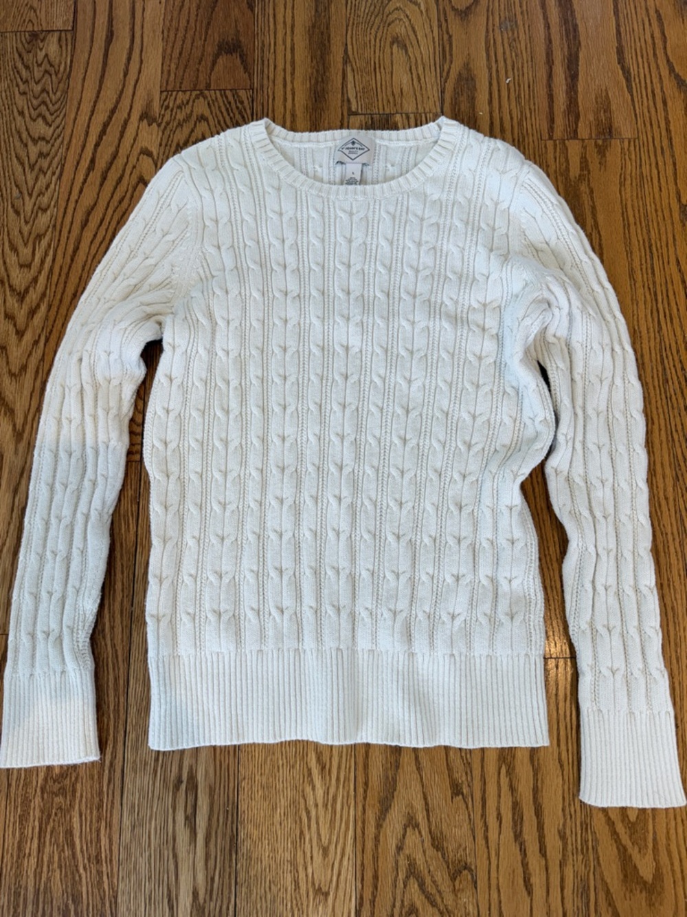 Women’s Cotton Cream Cable Knit Sweater size large